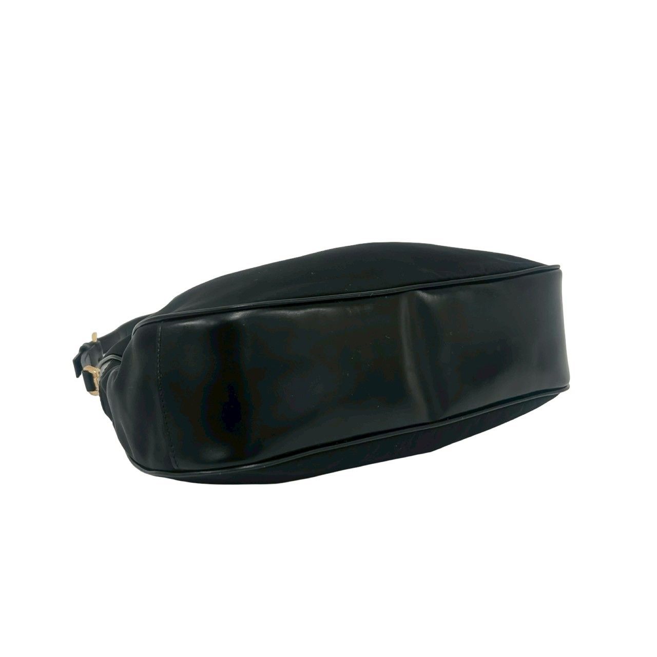 Prada Logo Tessuto Nylon Leather Shoulder Bag Black — view 7