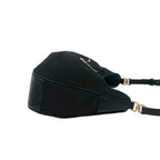 Prada Logo Tessuto Nylon Leather Shoulder Bag Black — view 6