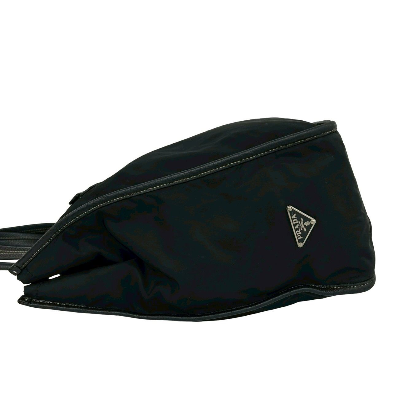 Prada Tessuto Nylon Leather Tote Black — view 5