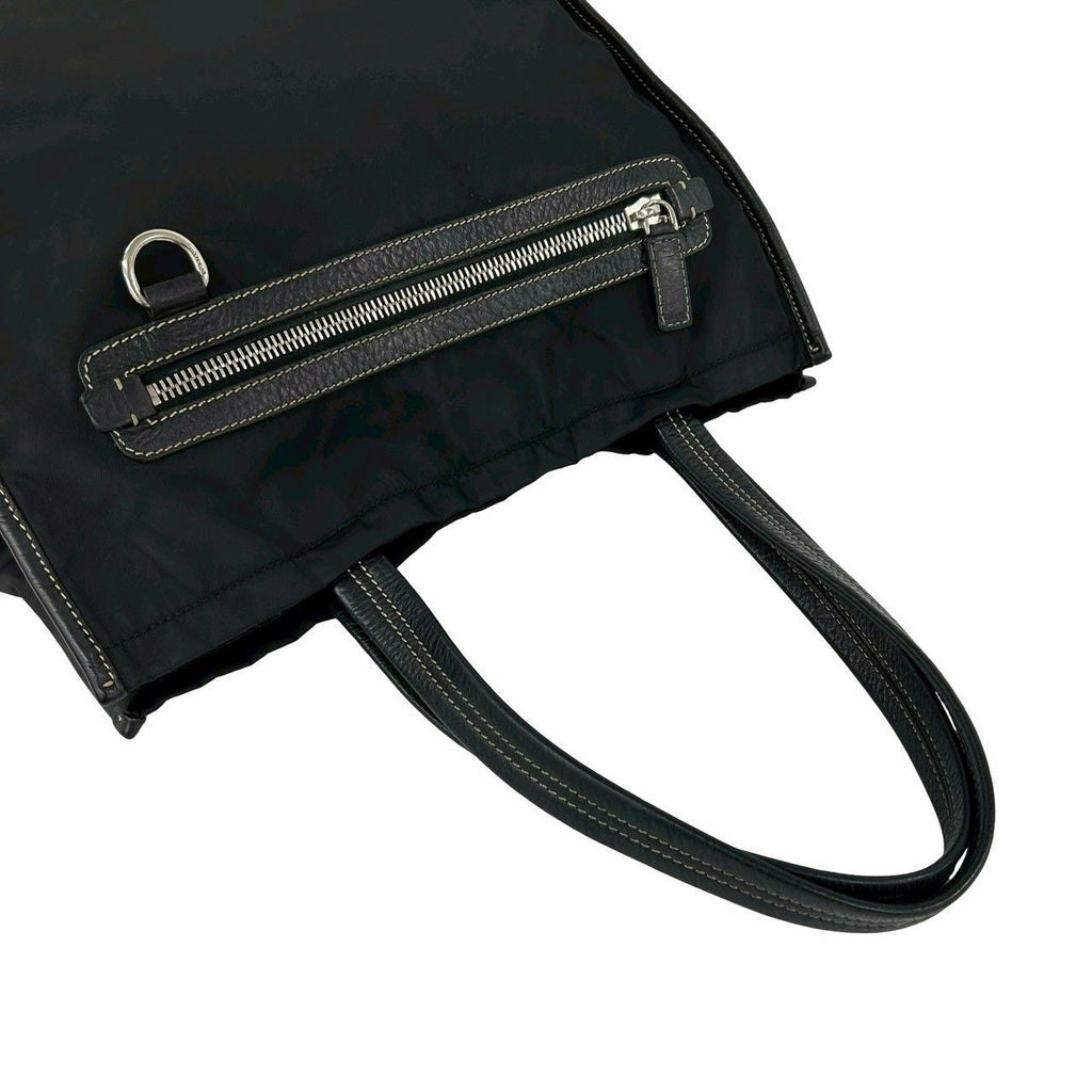Prada Tessuto Nylon Leather Tote Black — view 4