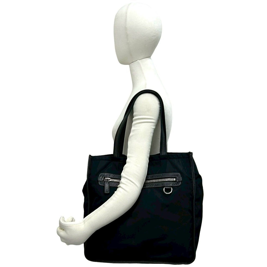 Prada Tessuto Nylon Leather Tote Black — view 2