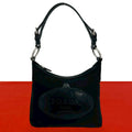 Prada Log Nylon Leather Shoulder Bag Tote Black
