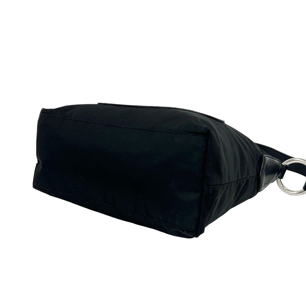 Prada Log Nylon Leather Shoulder Bag Tote Black — view 8