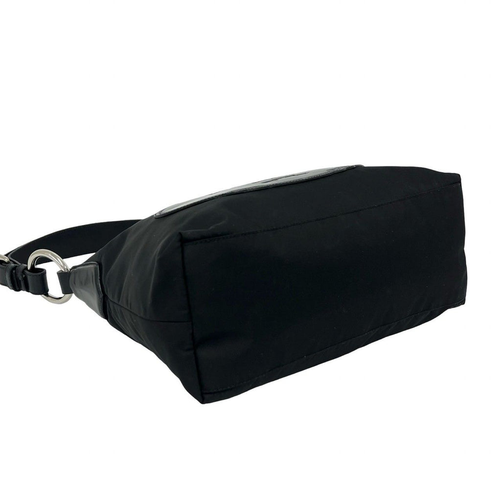 Prada Log Nylon Leather Shoulder Bag Tote Black — view 7