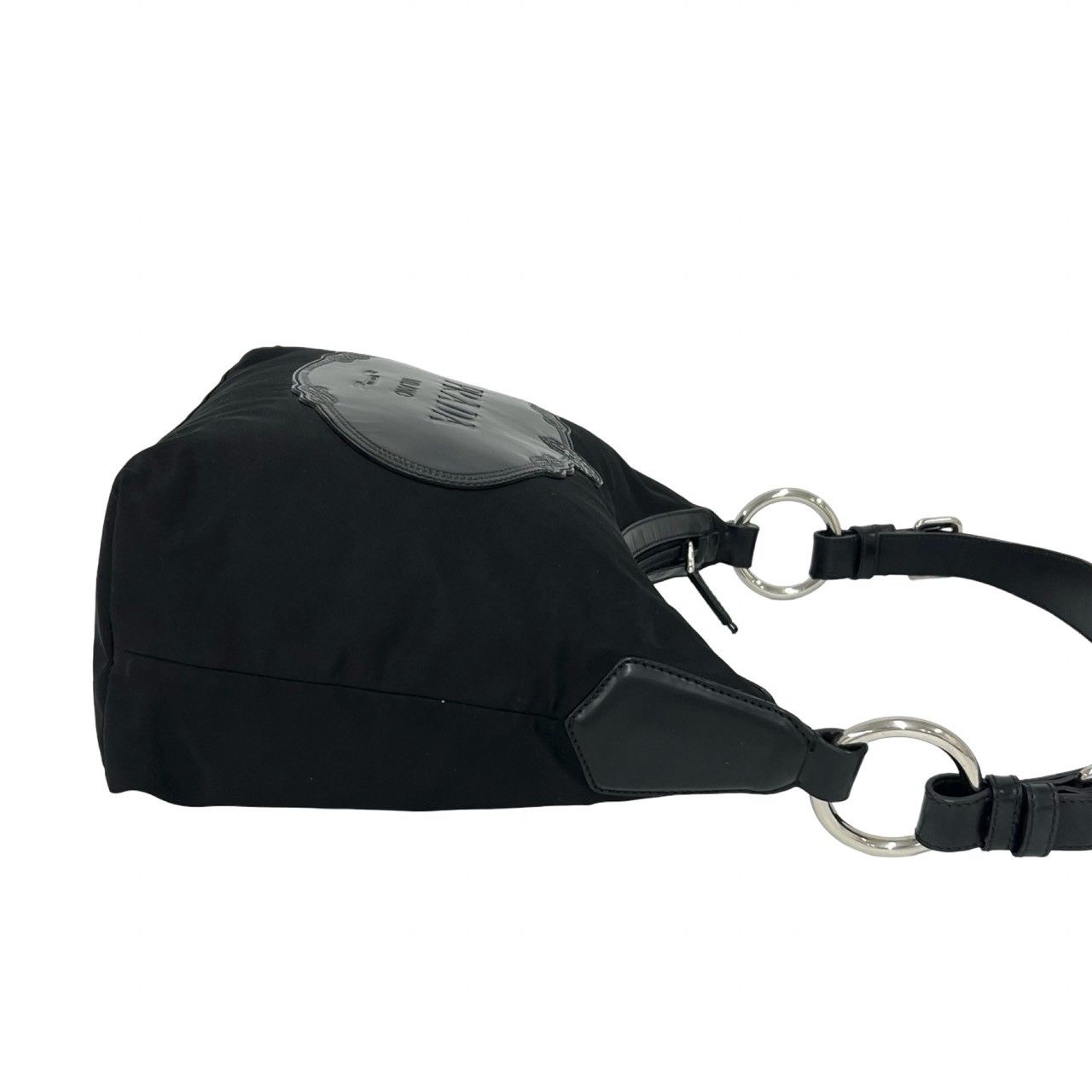 Prada Log Nylon Leather Shoulder Bag Tote Black — view 6