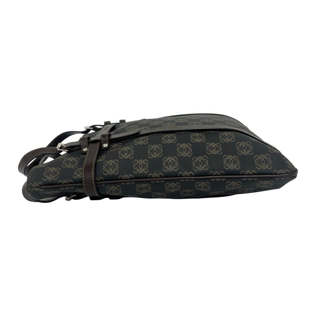 Loewe Repeat Anagram Pattern Logo Leather Tote Dark Gray Brown — view 5