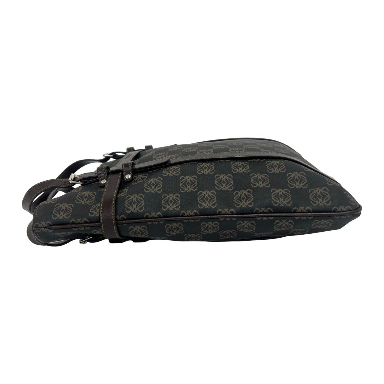 Loewe Repeat Anagram Pattern Logo Leather Tote Dark Gray Brown — view 5