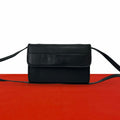 Gucci Vintage Logo Embossed Leather Shoulder Bag Pochette Crossbody Black