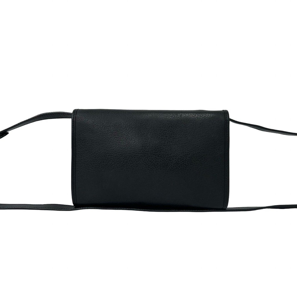 Gucci Vintage Logo Embossed Leather Shoulder Bag Pochette Crossbody Black — view 3