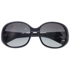 Prada Oval Triangle Logo Sunglasses Eyewear Metal Acetate Black Silver — view 2
