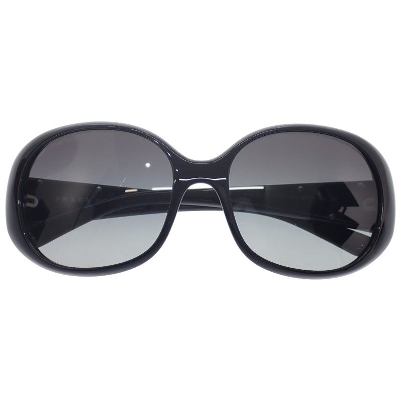 Prada Oval Triangle Logo Sunglasses Eyewear Metal Acetate Black Silver — view 2