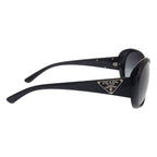 Prada Oval Triangle Logo Sunglasses Eyewear Metal Acetate Black Silver — view 5