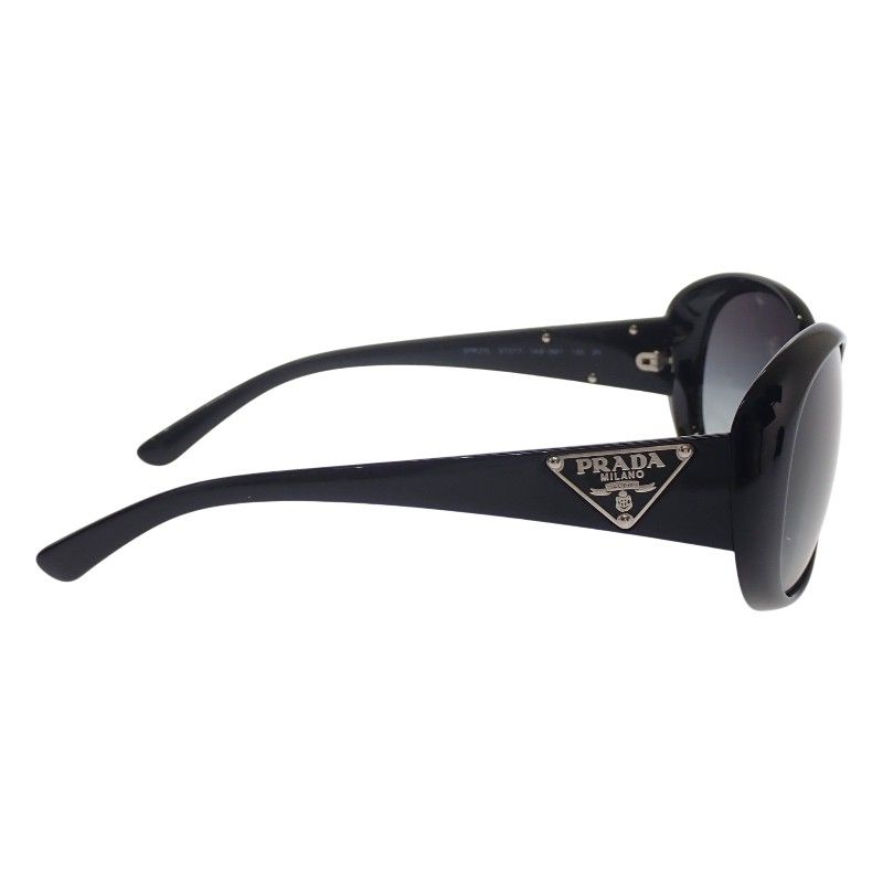 Prada Oval Triangle Logo Sunglasses Eyewear Metal Acetate Black Silver — view 5