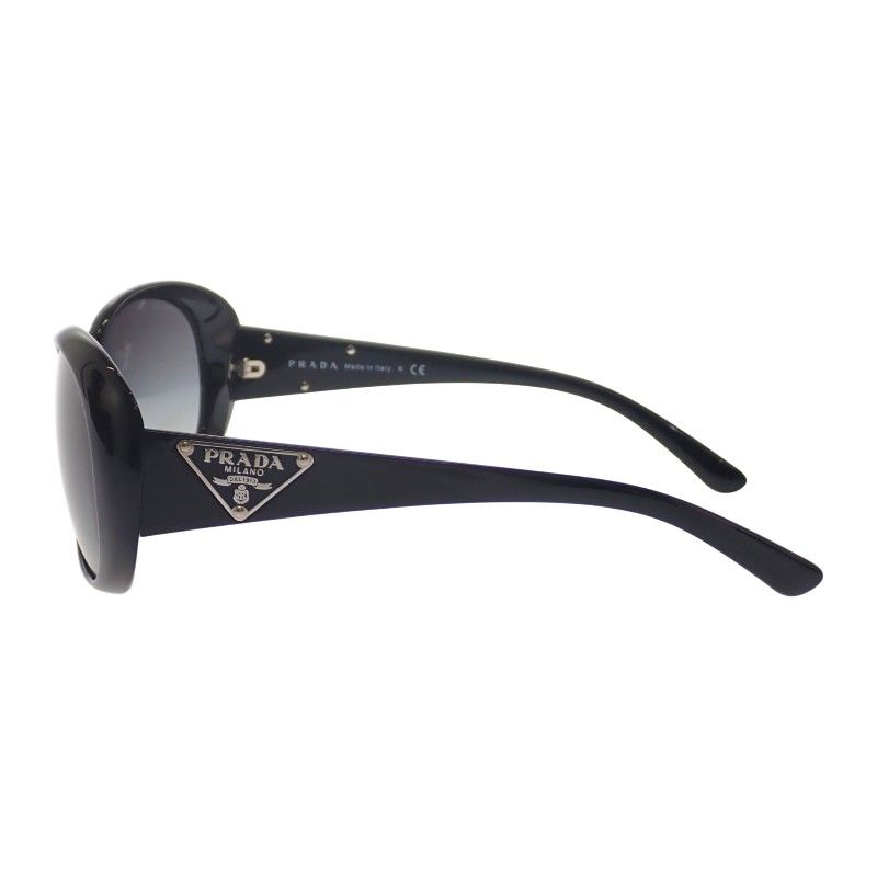 Prada Oval Triangle Logo Sunglasses Eyewear Metal Acetate Black Silver — view 4
