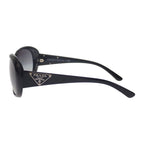 Prada Oval Triangle Logo Sunglasses Eyewear Metal Acetate Black Silver — view 4