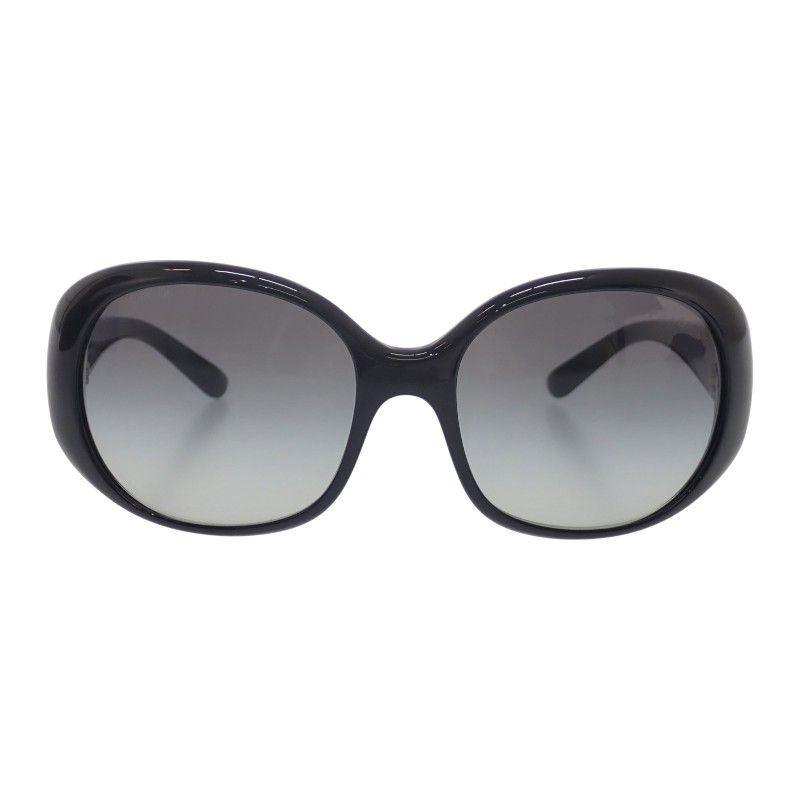 Prada Oval Triangle Logo Sunglasses Eyewear Metal Acetate Black Silver — view 3