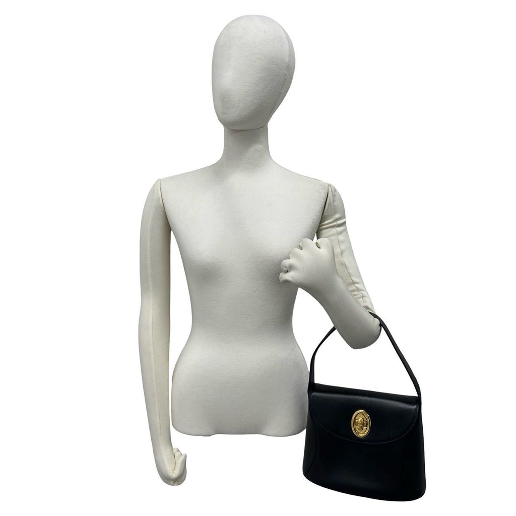 Dior Vintage CD Logo Leather Handbag Mini Tote Black — view 2