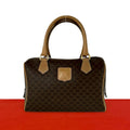 Celine Vintage Macadam Blason Logo Pattern Leather Mini Boston Bag Brown