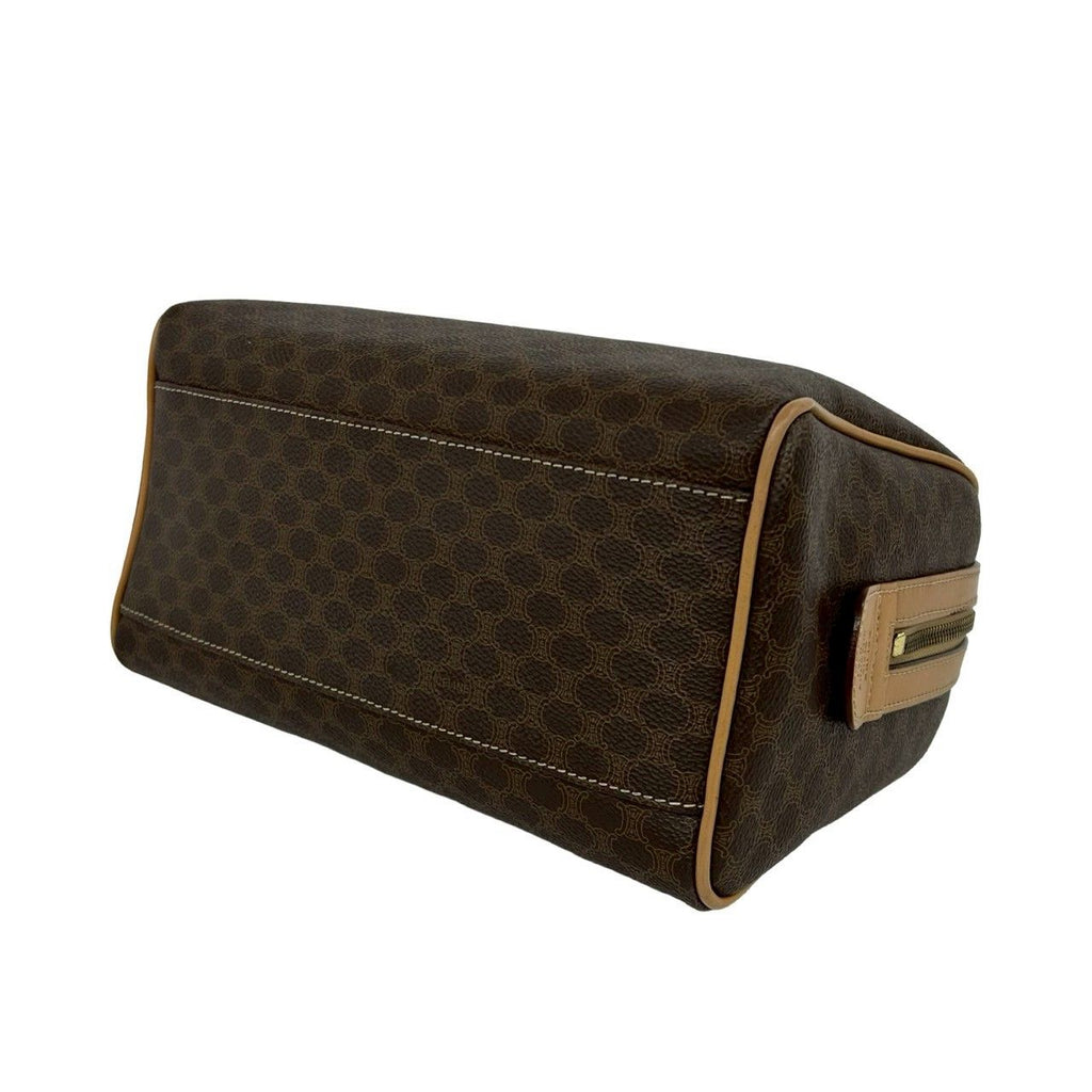 Celine Vintage Macadam Blason Logo Pattern Leather Mini Boston Bag Brown — view 8