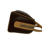 Celine Vintage Macadam Blason Logo Pattern Leather Mini Boston Bag Brown — view 6