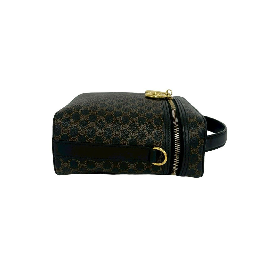 Celine Vintage Macadam Blason Triomphe Pattern Leather 2-Way Shoulder Bag Black — view 6