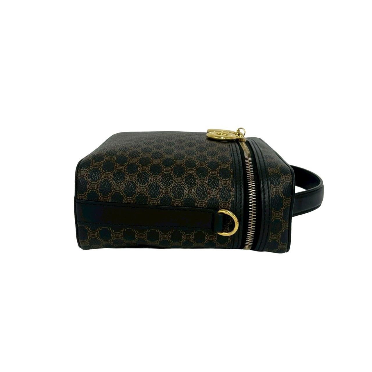Celine Vintage Macadam Blason Triomphe Pattern Leather 2-Way Shoulder Bag Black — view 6