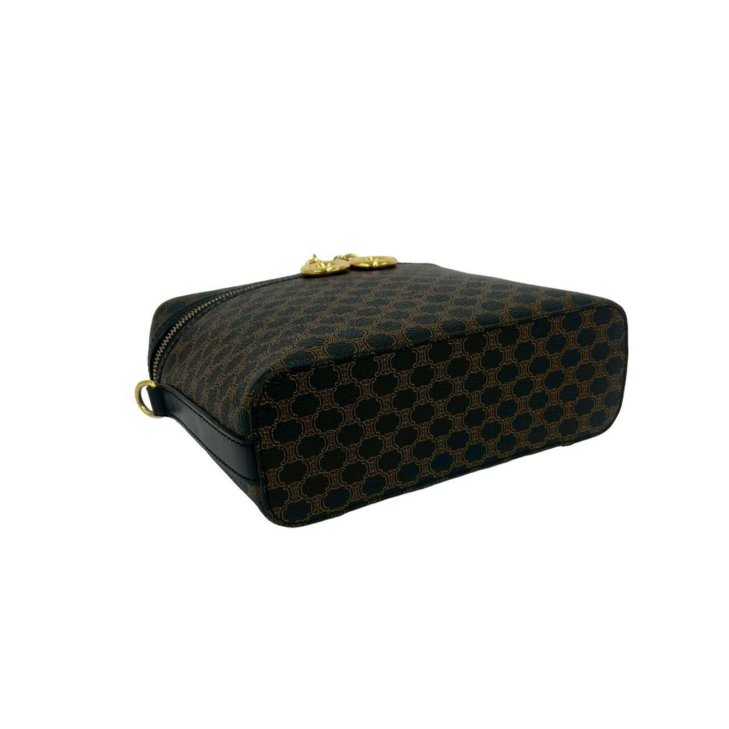 Celine Vintage Macadam Blason Triomphe Pattern Leather 2-Way Shoulder Bag Black — view 7