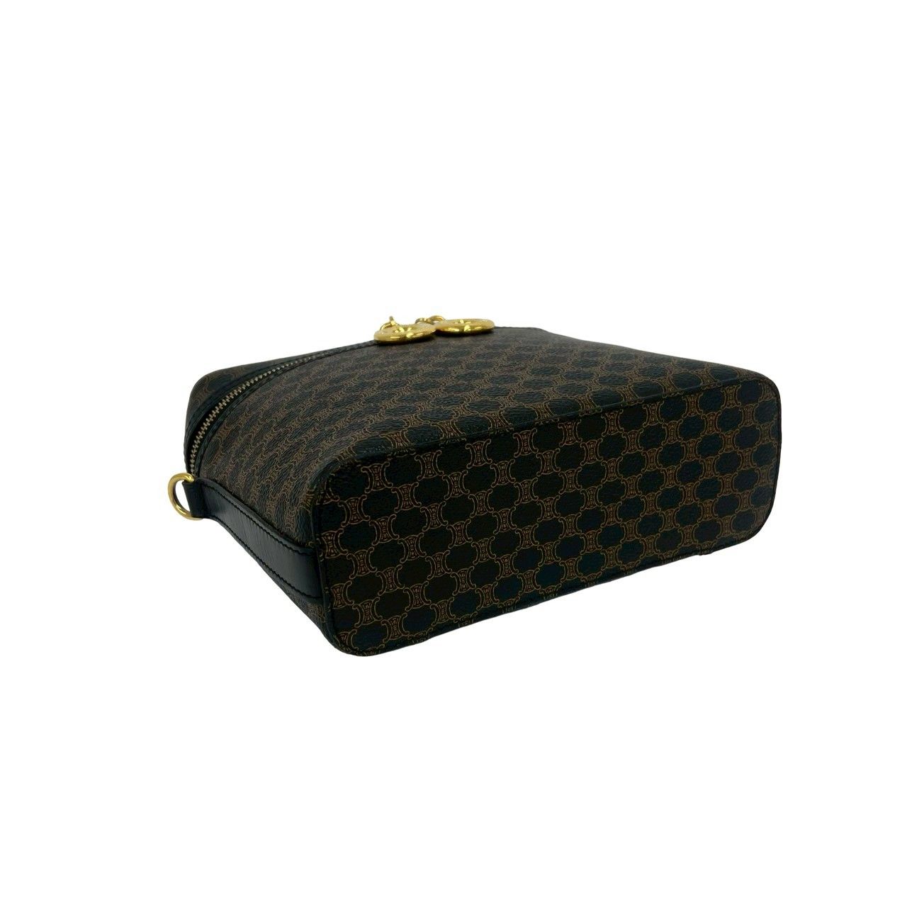 Celine Vintage Macadam Blason Triomphe Pattern Leather 2-Way Shoulder Bag Black — view 7