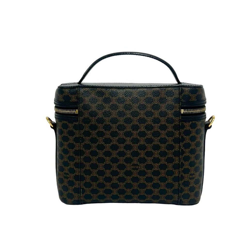 Celine Vintage Macadam Blason Triomphe Pattern Leather 2-Way Shoulder Bag Black — view 3