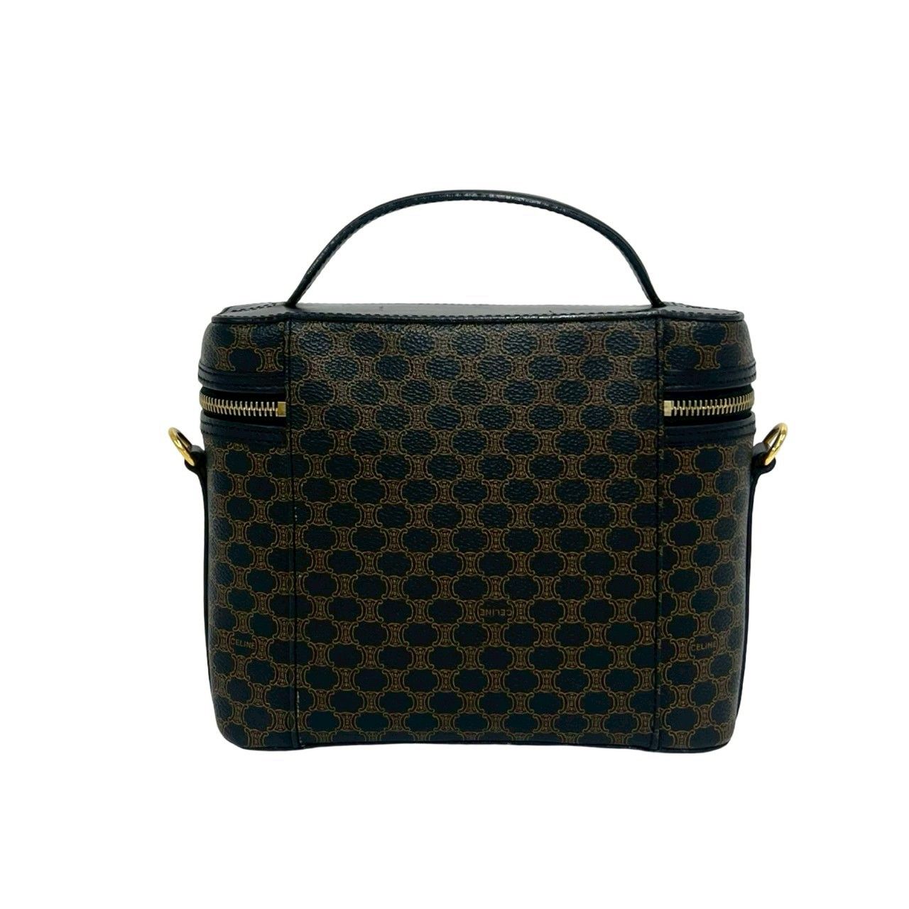 Celine Vintage Macadam Blason Triomphe Pattern Leather 2-Way Shoulder Bag Black — view 3