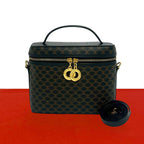 Celine Vintage Macadam Blason Triomphe Pattern Leather 2-Way Shoulder Bag Black