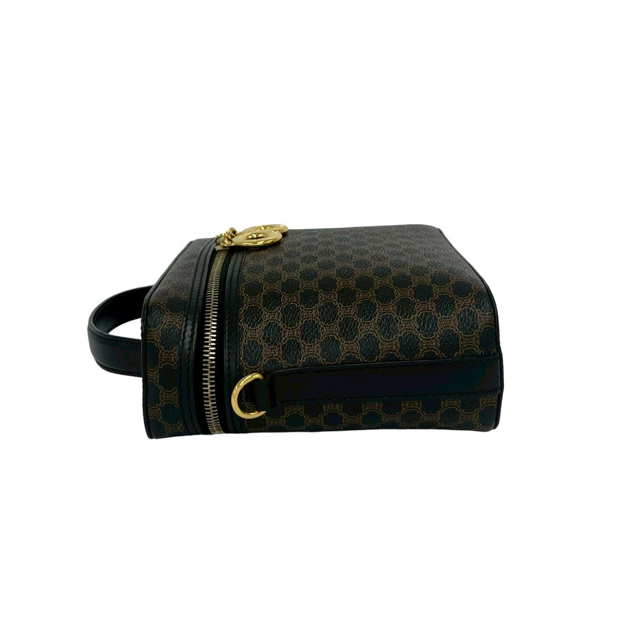Celine Vintage Macadam Blason Triomphe Pattern Leather 2-Way Shoulder Bag Black — view 5