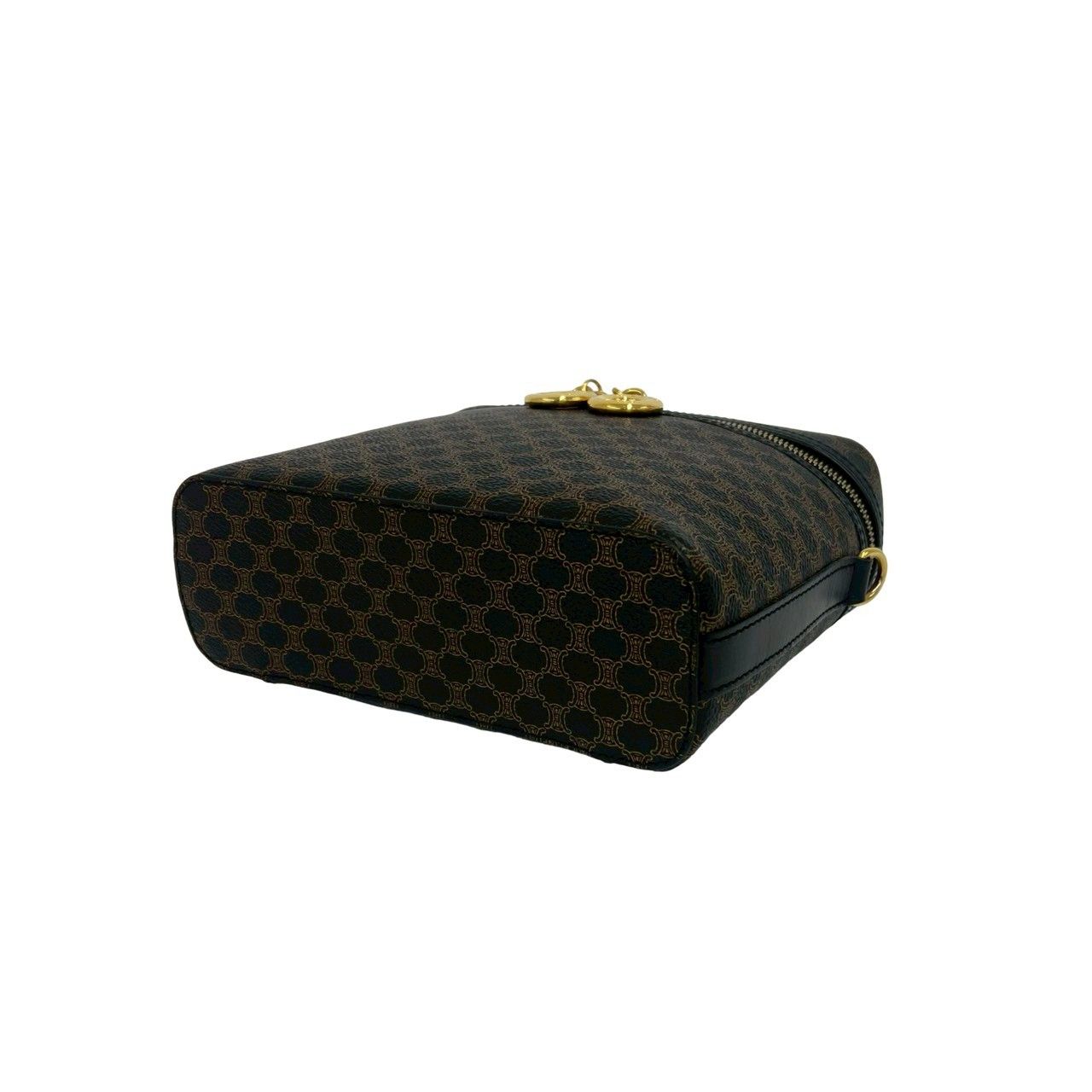 Celine Vintage Macadam Blason Triomphe Pattern Leather 2-Way Shoulder Bag Black — view 8