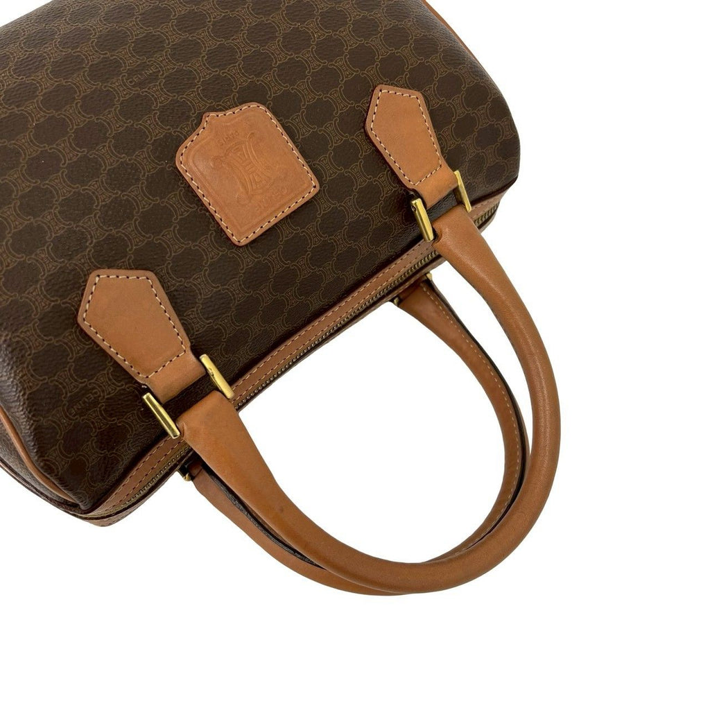 Celine Vintage Macadam Blason Triomphe Pattern Leather 2-Way Shoulder Bag Brown — view 4
