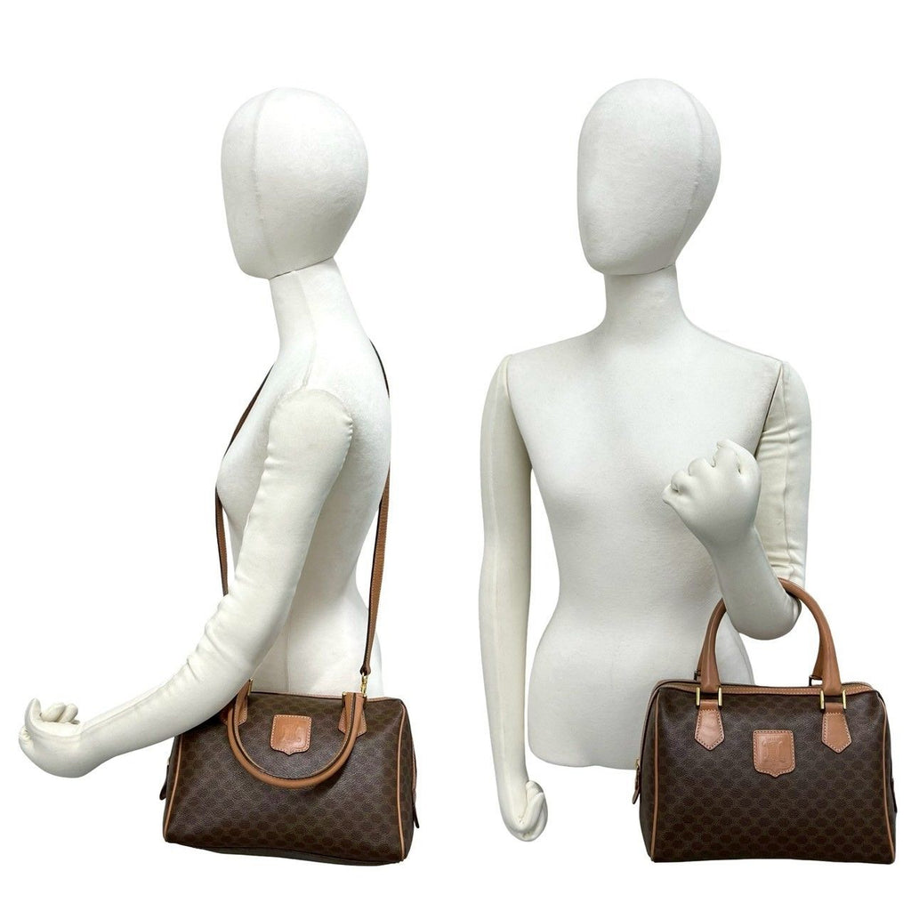 Celine Vintage Macadam Blason Triomphe Pattern Leather 2-Way Shoulder Bag Brown — view 2