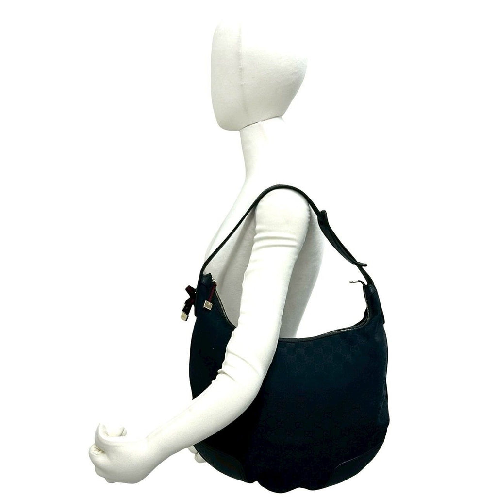 Gucci Prince Sherry Line GG Pattern Canvas Leather Hobo Shoulder Bag Navy — view 2