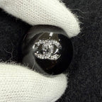 Chanel Cashmere Silk Blend CC Logo Button Chesterfield Black Navy 34 Jacket — view 6