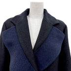 Chanel Cashmere Silk Blend CC Logo Button Chesterfield Black Navy 34 Jacket — view 2