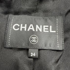 Chanel Cashmere Silk Blend CC Logo Button Chesterfield Black Navy 34 Jacket — view 7
