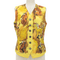 Hermes Vintage Concerto Silk 100% Vest Gilet Yellow Brown 40