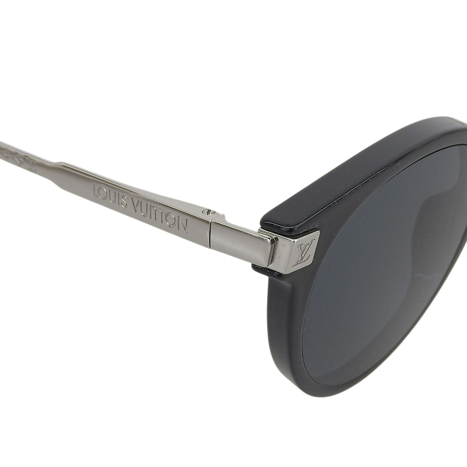 Louis Vuitton LV Rise Round Monogram Sunglasses Black Silver Eyewear — view 7
