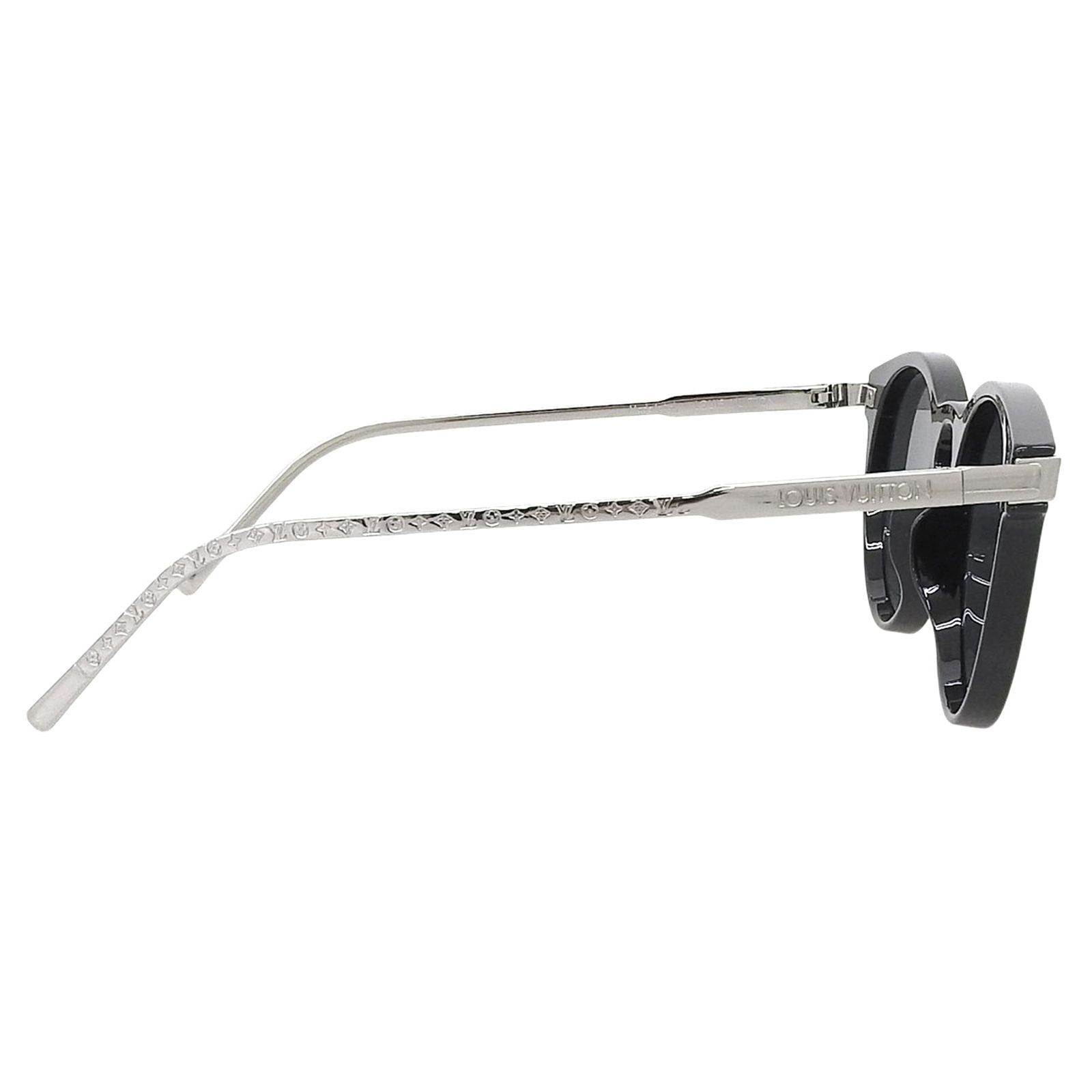 Louis Vuitton LV Rise Round Monogram Sunglasses Black Silver Eyewear — view 3