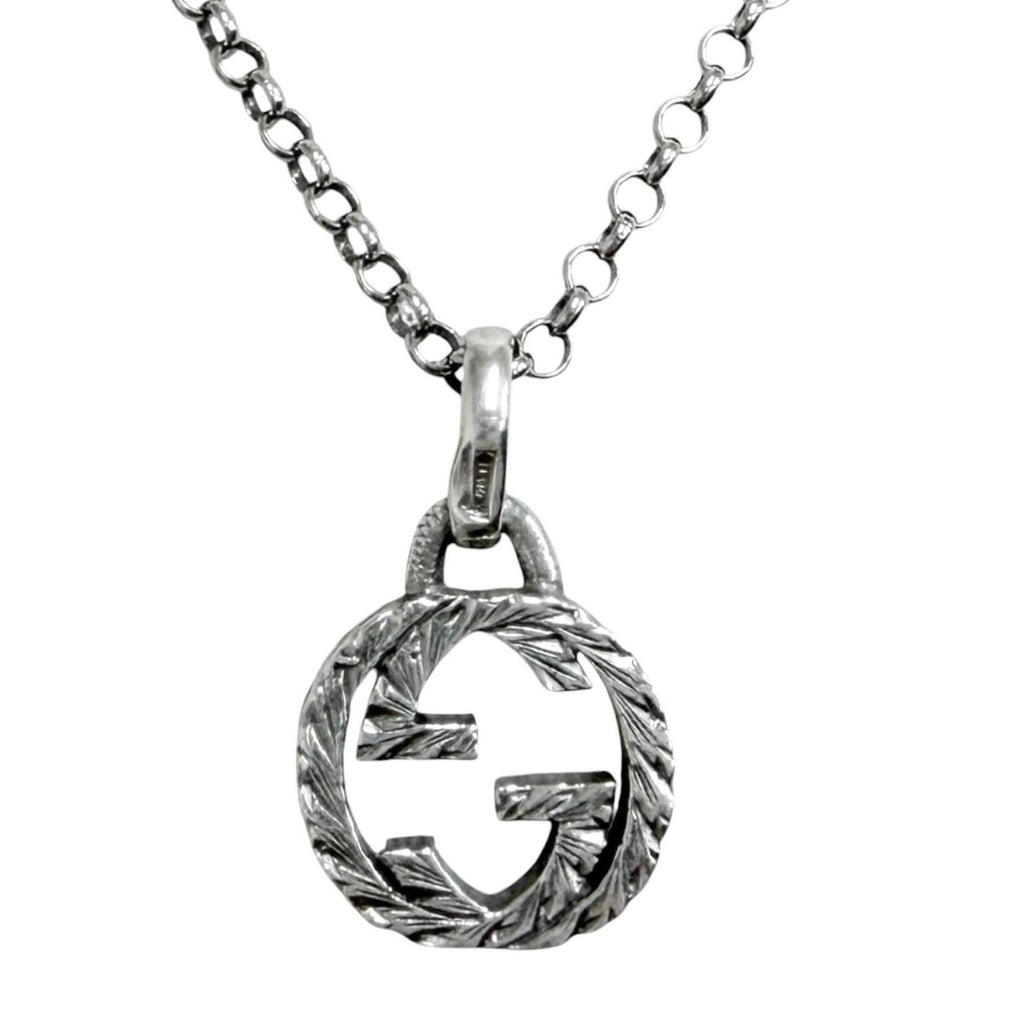 Gucci Interlocking Arabesque Chain Necklace Silver