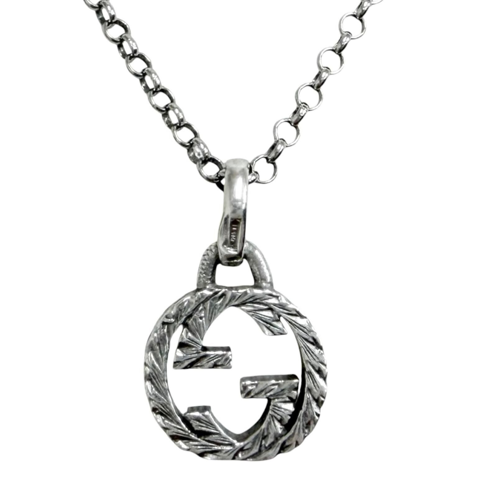 Gucci Interlocking Arabesque Chain Necklace Silver