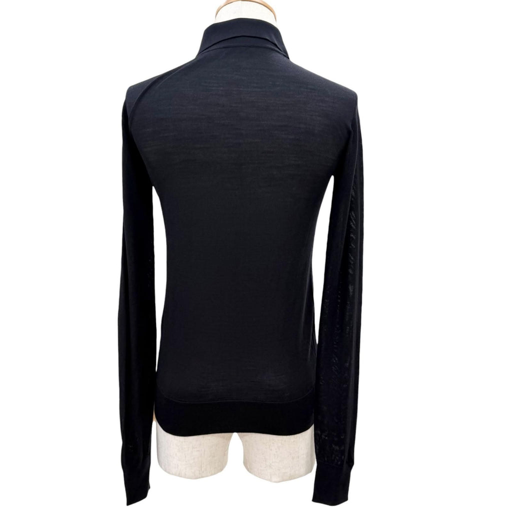 Dior Homme Wool Bee Embroidery Long Sleeve Knit Polo Shirt Dark Navy XS — view 4