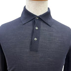Dior Homme Wool Bee Embroidery Long Sleeve Knit Polo Shirt Dark Navy XS — view 2
