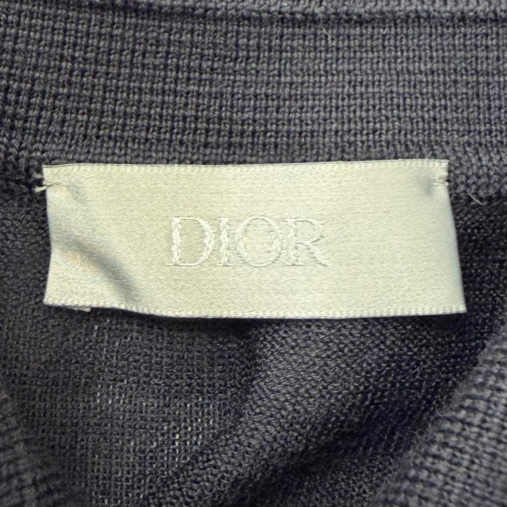 Dior Homme Wool Bee Embroidery Long Sleeve Knit Polo Shirt Dark Navy XS — view 7