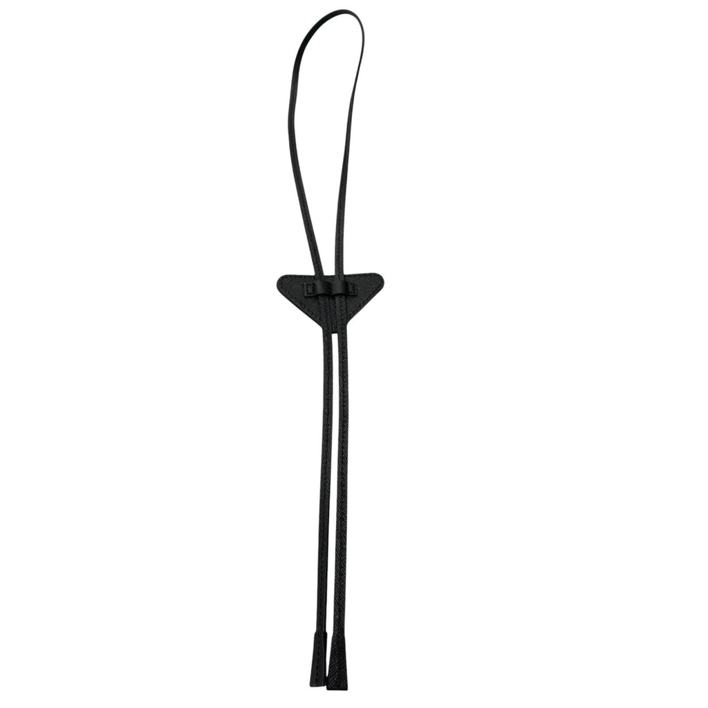 Prada Saffiano Leather Triangle Logo Plate Bolo Tie Loop Tie Black — view 3