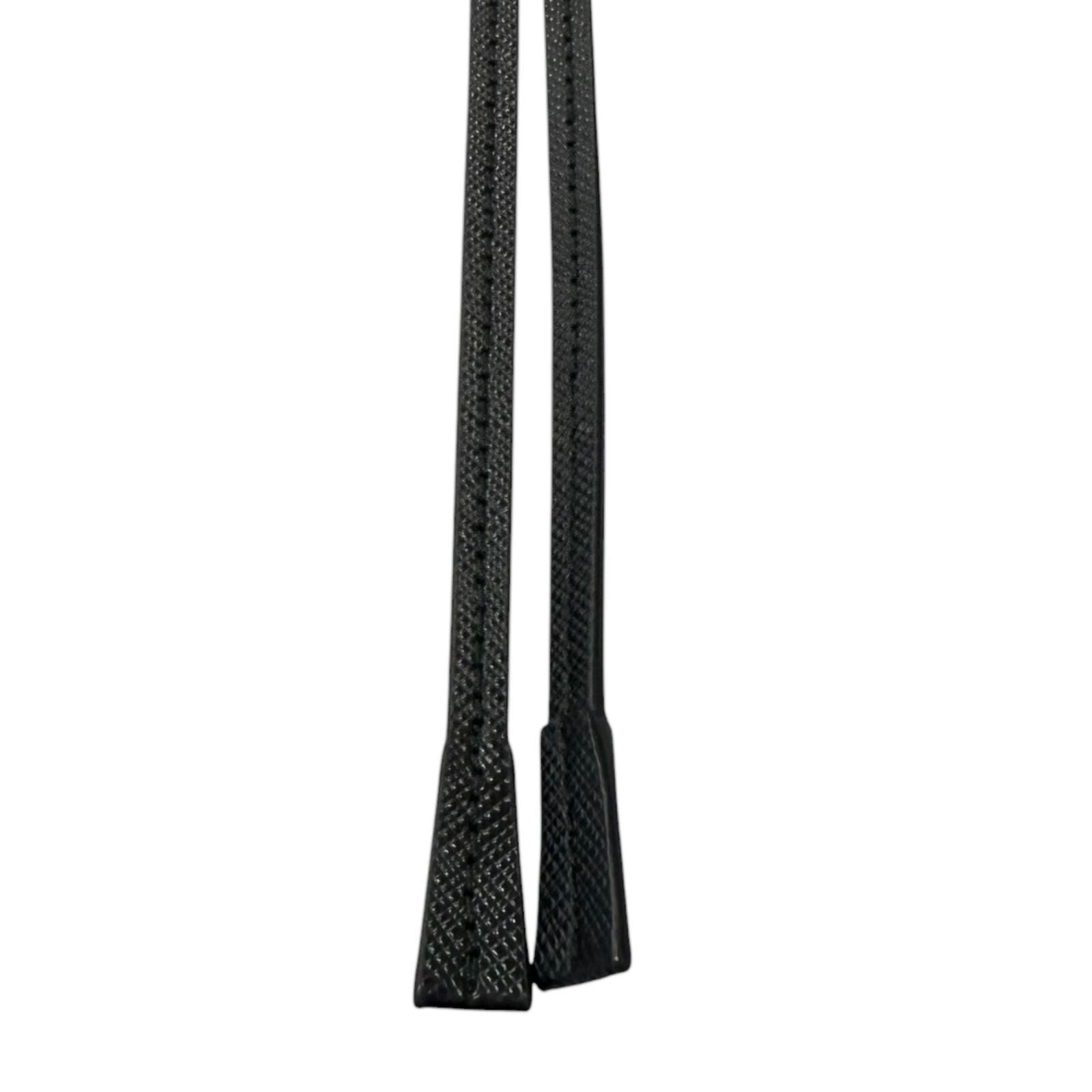 Prada Saffiano Leather Triangle Logo Plate Bolo Tie Loop Tie Black — view 5
