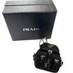 Prada Triangle Logo Backpack Motif Charm Strap Black Box Included — view 2
